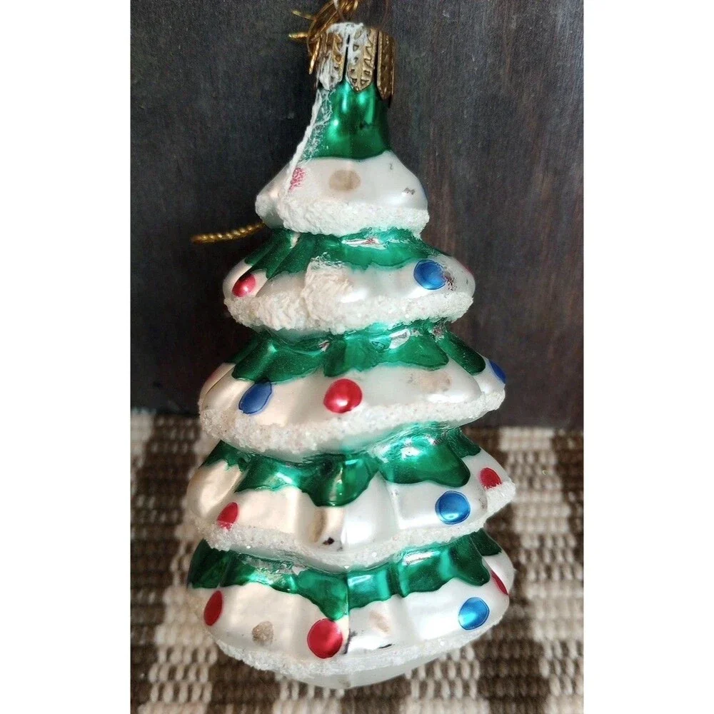 Vintage Made In Germany Mercury Blown Glass Christmas Tree Shaped Ornament
